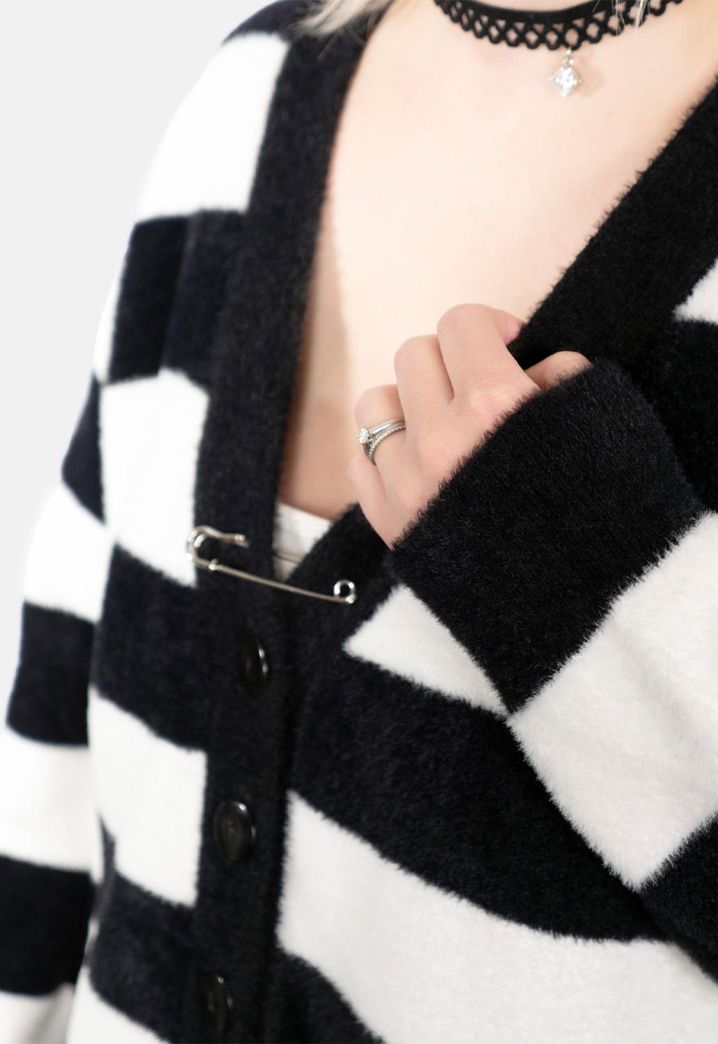 Black and sale white cardigan sweater