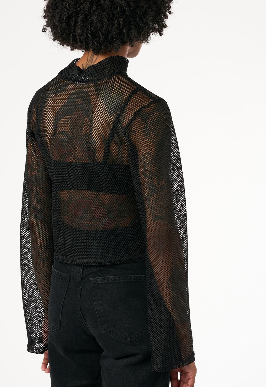 Meshed Long Sleeved Polo Top